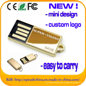 Mini diseño USB Flash Drive memoria de oro de metal USB (ED012)